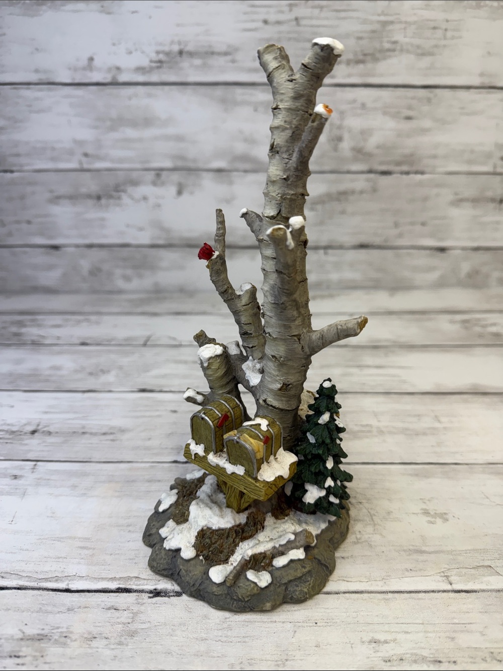 Department 56 Village Birch Tree Cluster with 2 Mailboxes Birds Accessory 52631